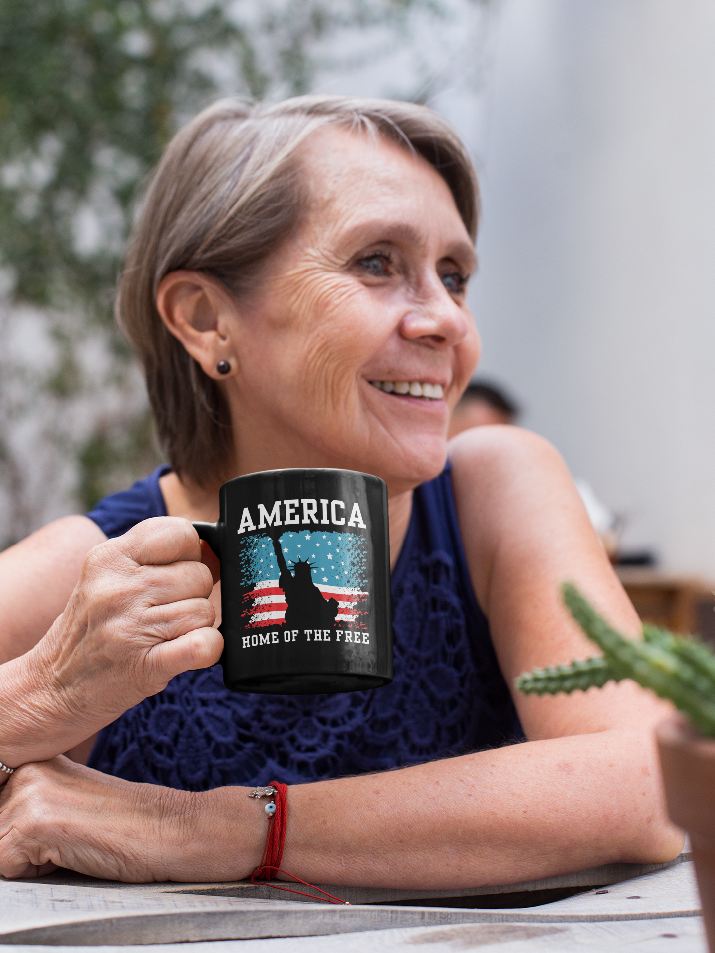 America Home of the Free Liberty Black Mug