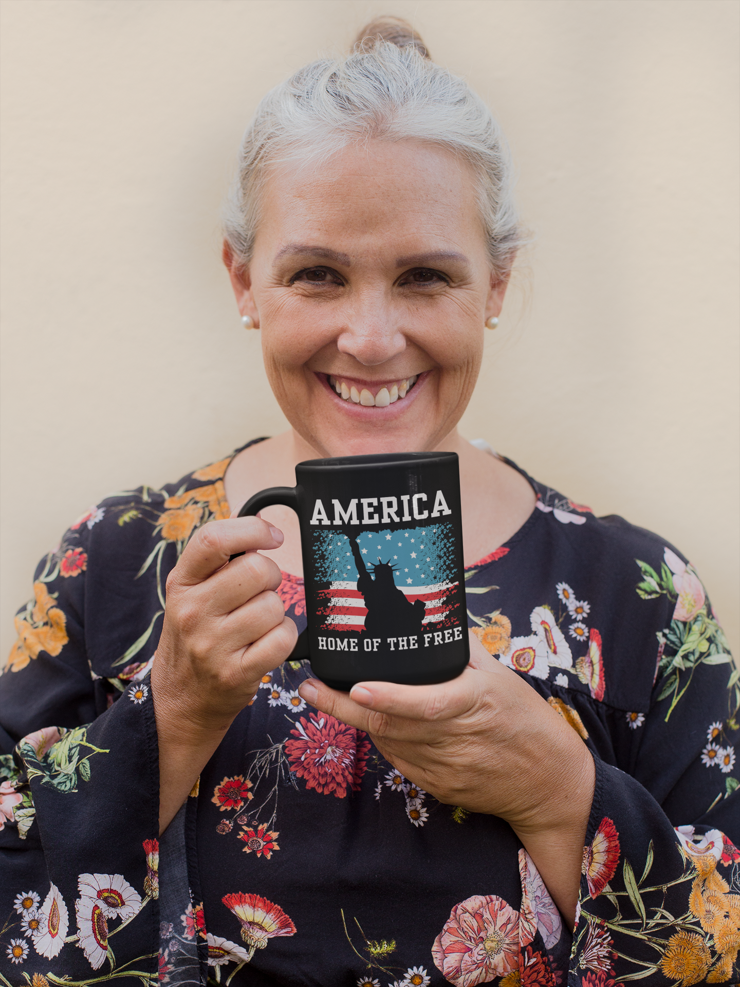 America Home of the Free Liberty Black Mug