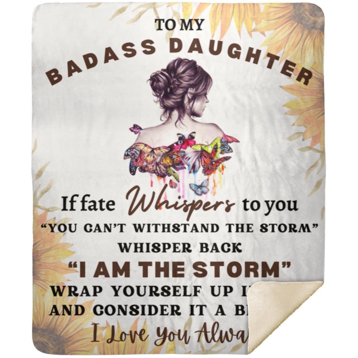 Gift For My Badass Daughter | I Am The Storm Sunflower Throw Blanket 50x60