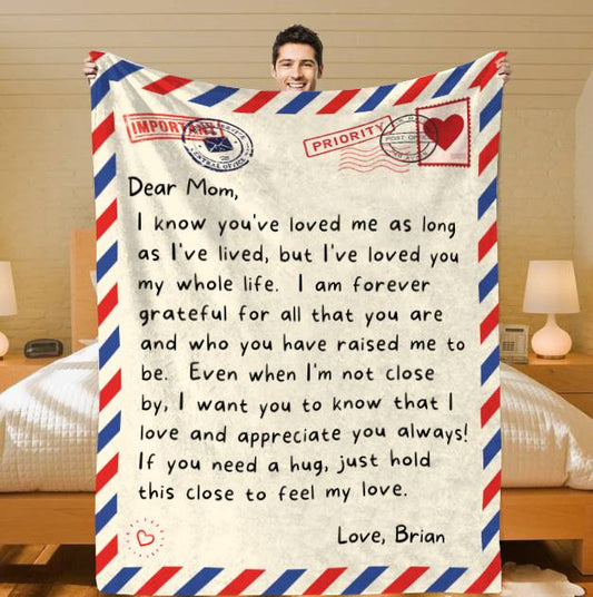 Gift For Mom | Loved You My Whole Life Personalized Mom Letter Throw Blanket 50x60