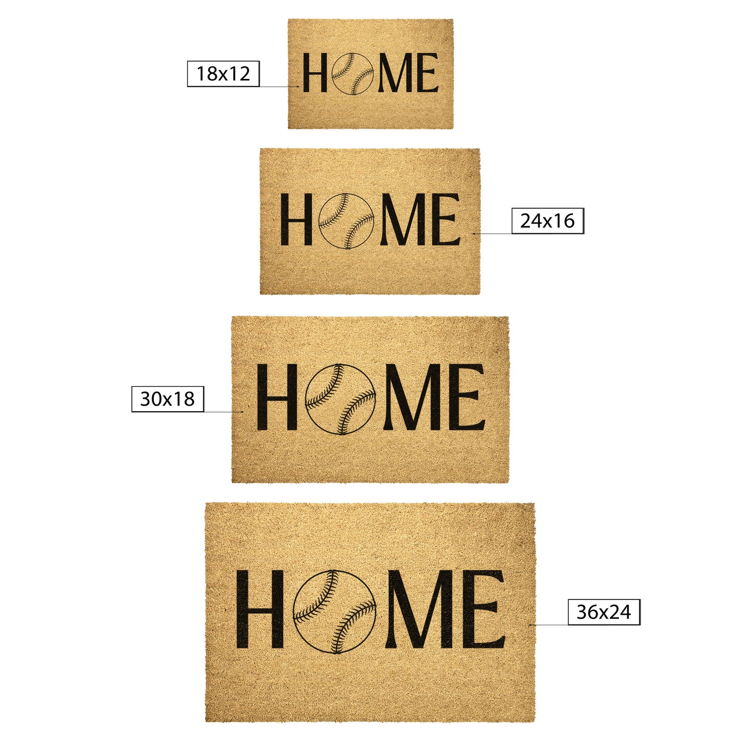 Baseball Home Outdoor Golden Coir Doormat