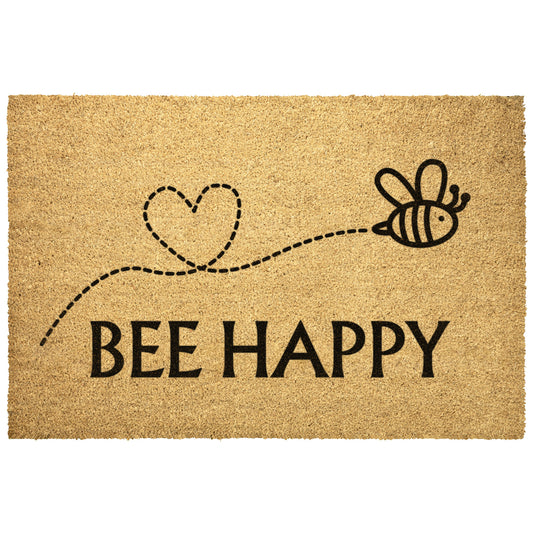 Bee Happy Outdoor Golden Coir Doormat