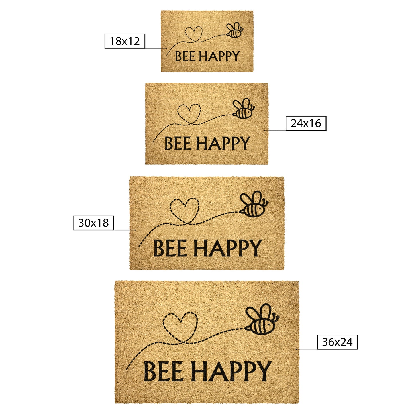 Bee Happy Outdoor Golden Coir Doormat