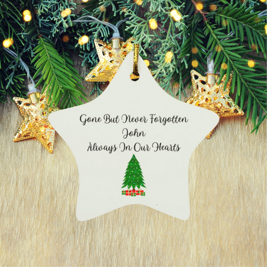 Gone But Never Forgotten Personalized Christmas Tree Star Ornament