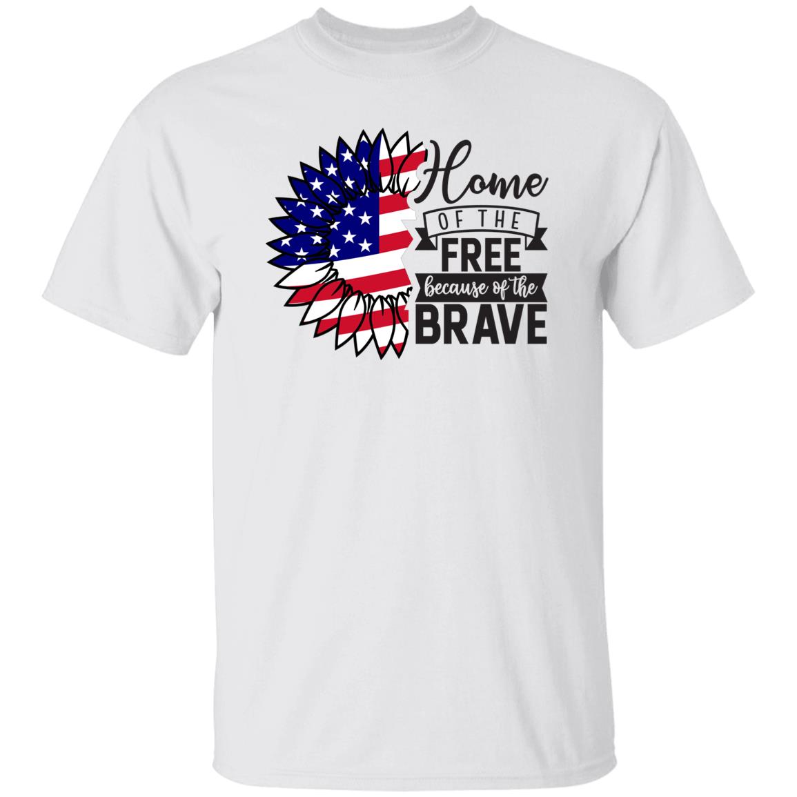"Home of the Free Because of the Brave" American Flag Sunflower T-Shirt
