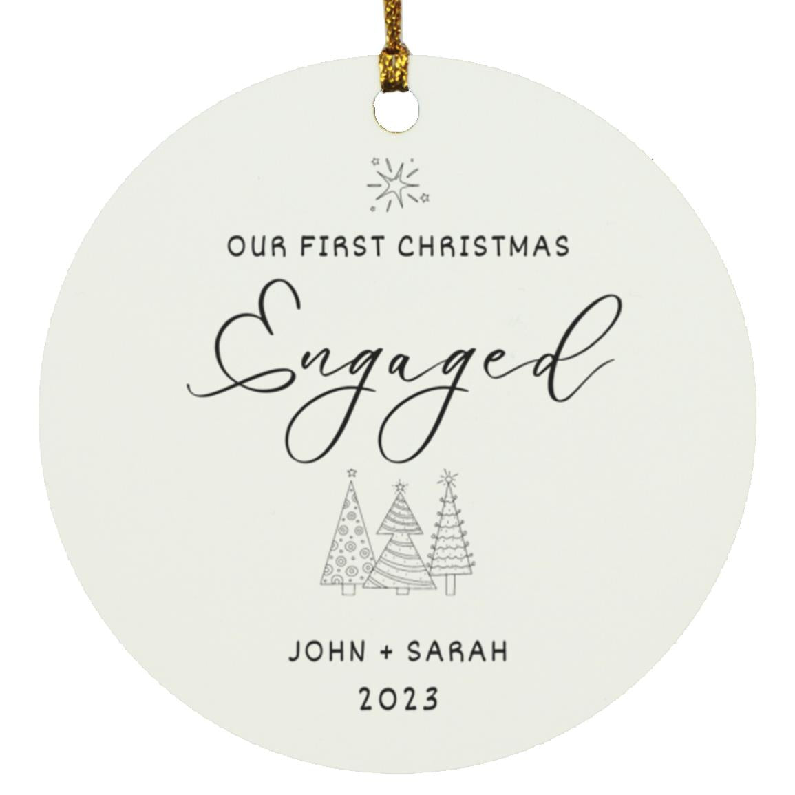 Our First Christmas Engaged Personalized Circle Ornament