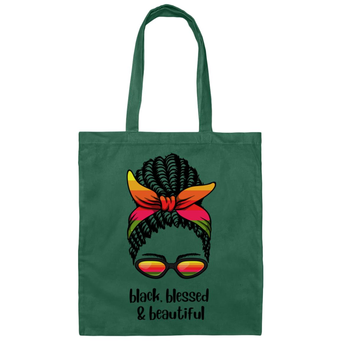 Black Blessed Beautiful Canvas Tote Bag