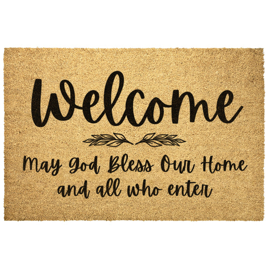 God Bless Our Home Outdoor Golden Coir Doormat