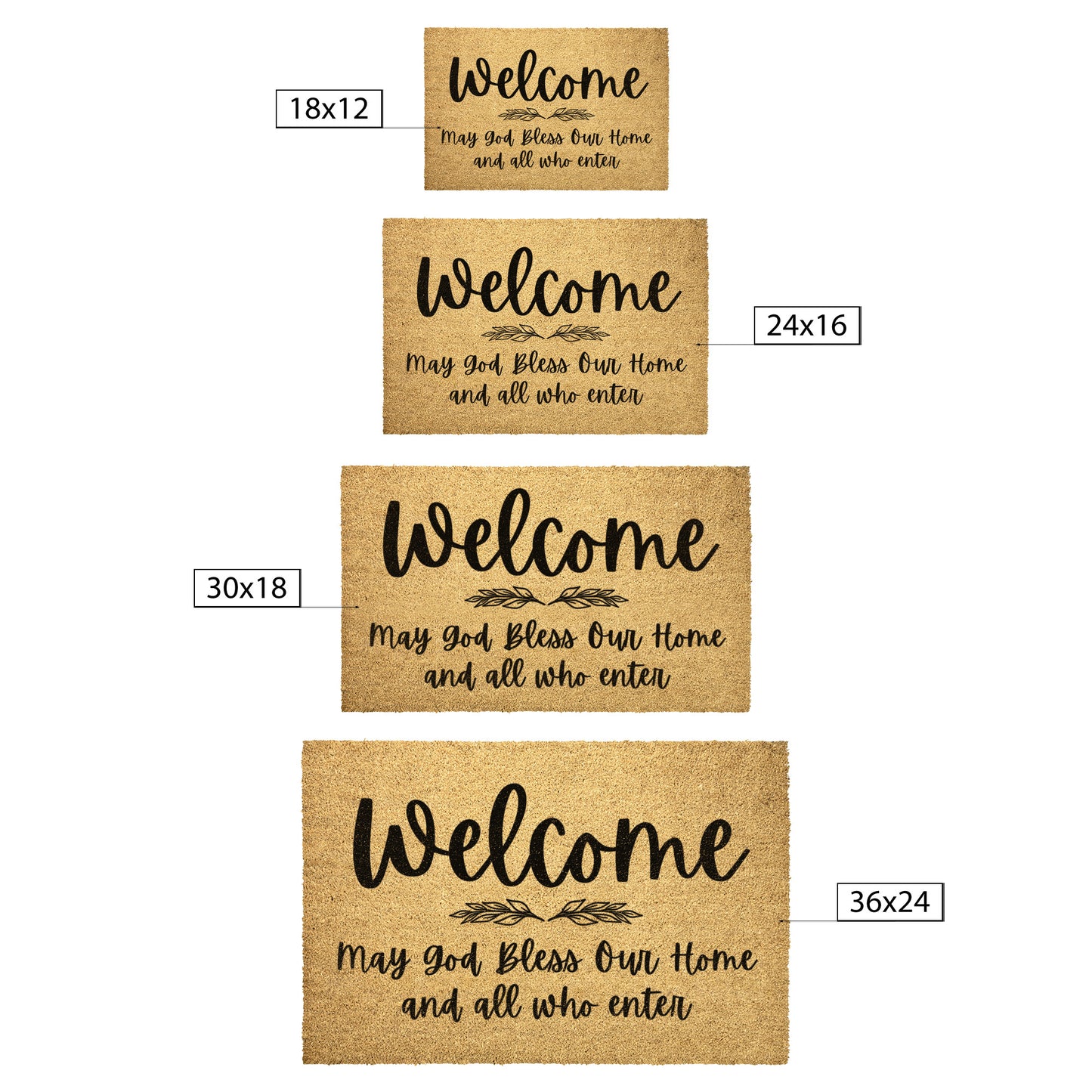 God Bless Our Home Outdoor Golden Coir Doormat