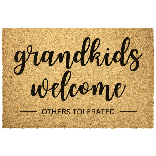 Grandkids Welcome Outdoor Golden Coir Doormat