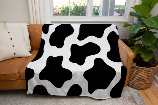 Black and White Cow Print Soft Cozy Blanket