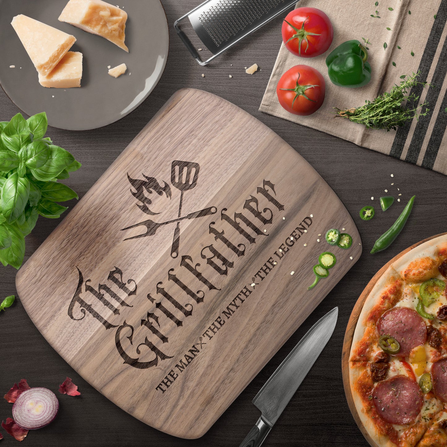 Gift For Him | The Grillfather Hardwood Oval Cutting Board