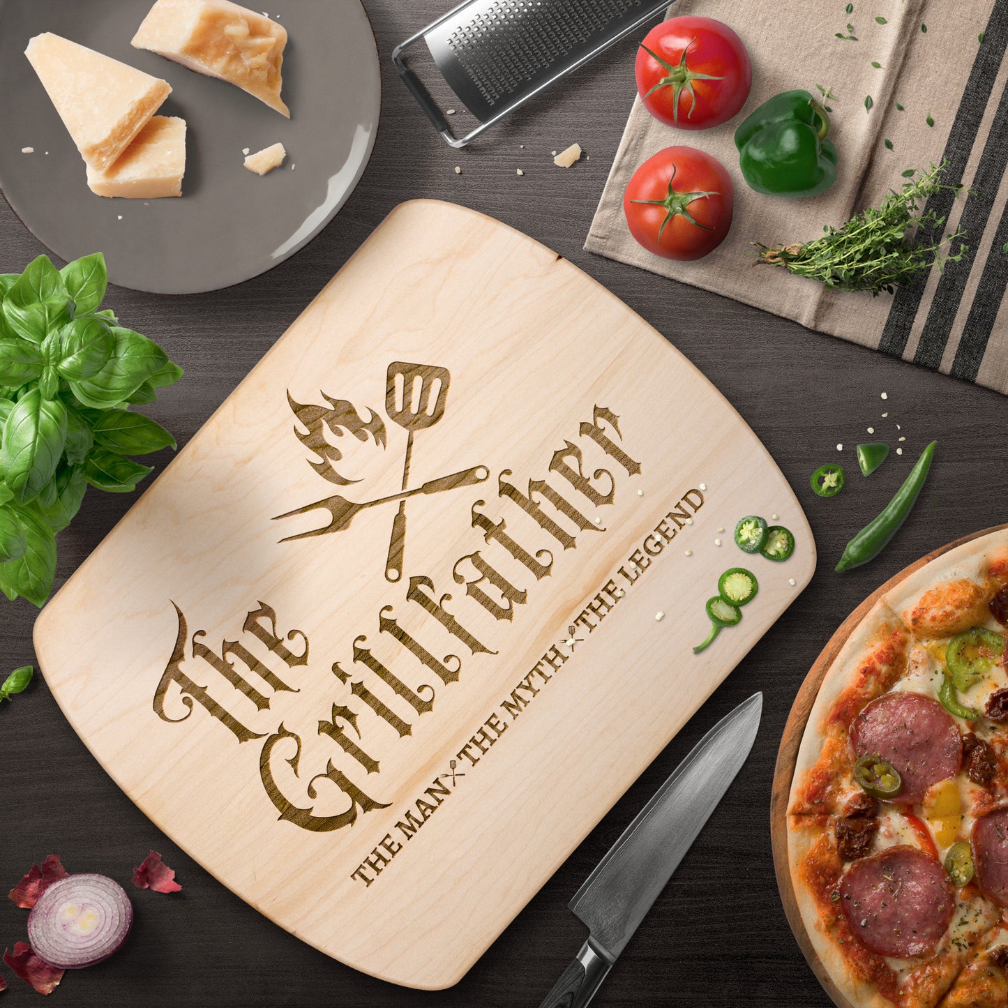 Gift For Him | The Grillfather Hardwood Oval Cutting Board