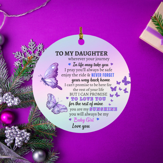 Gift For Daughter | Baby Girl Circle Butterfly Ornament From Mom and/or  Dad