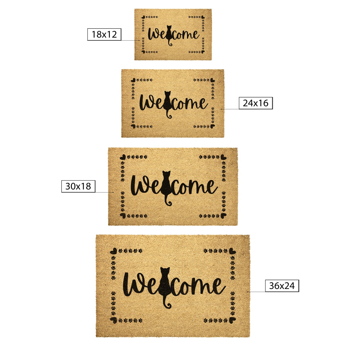 Welcome Cat Paws Outdoor Golden Coir Doormat