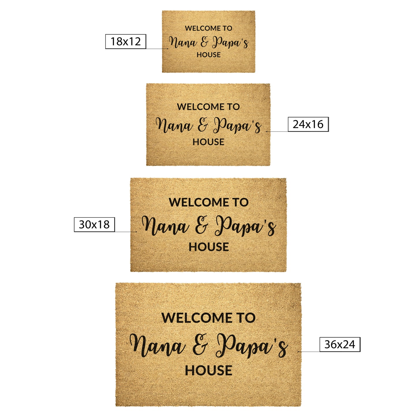 Welcome To Nana & Papa's House Outdoor Golden Coir Doormat