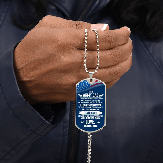 Gift For Dad | Army Dad Dog Tag Necklace From Son