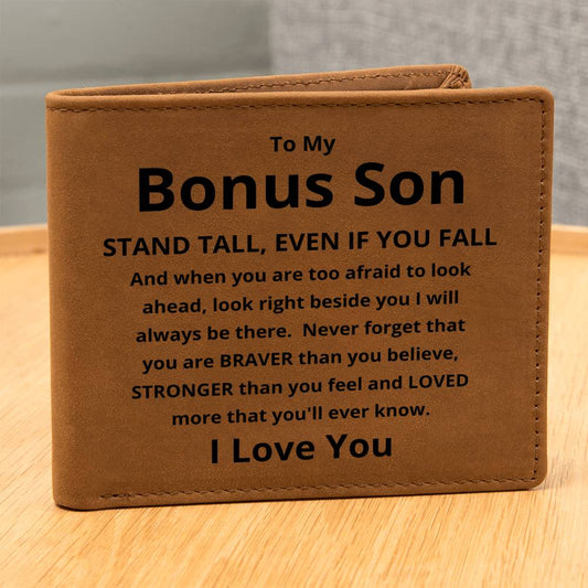 Gift For Bonus Son | Stand Tall Graphic Leather Wallet