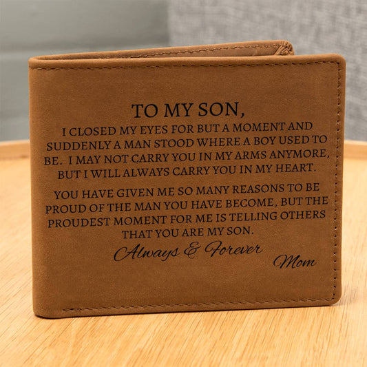 Gift For Son | Carry You In My Heart Leather Wallet From Mom
