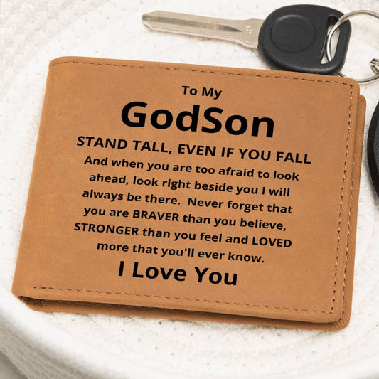 Gift For Godson | Stand Tall Leather Wallet From Godparents