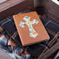 Gift For Her | Blue Floral Cross Vegan Leather Writing Journal