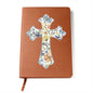 Gift For Her | Blue Floral Cross Vegan Leather Writing Journal
