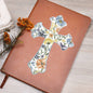 Gift For Her | Blue Floral Cross Vegan Leather Writing Journal