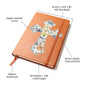 Gift For Her | Blue Floral Cross Vegan Leather Writing Journal