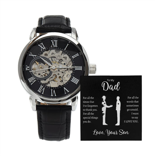 Gift For Dad | Men's Openwork Watch - Thank You From Son