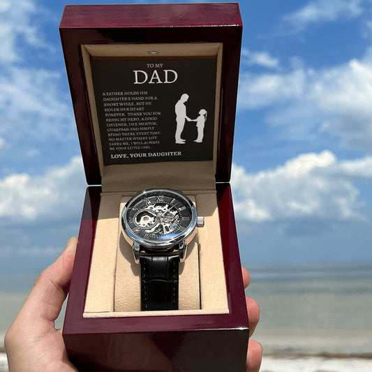 Gift For Dad | Little Girl Men's Openwork Watch From Daughter