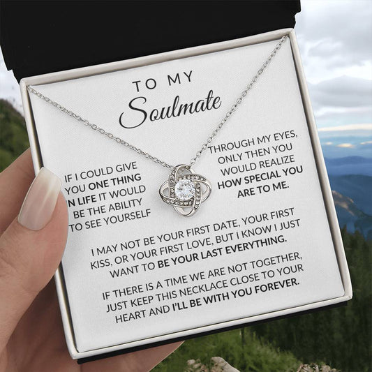 Gift For Soulmate | Love Knot Necklace - With You Forever - White