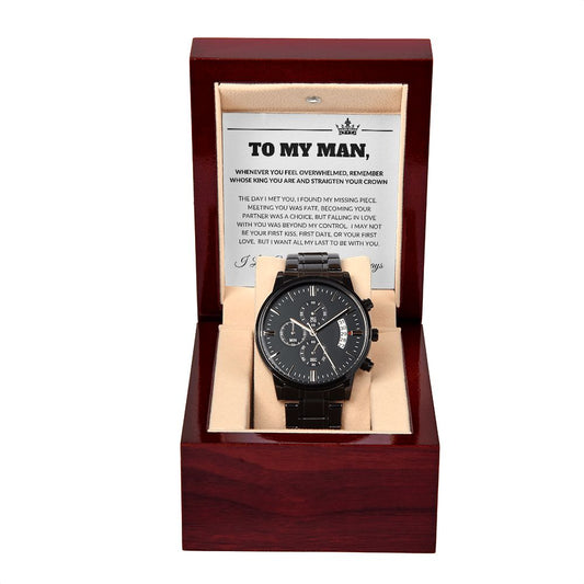 Gift For My Man | Missing Pieces Black Chronograph Watch