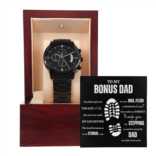 Gift For Bonus Dad | My Life Better Black Chronograph Watch