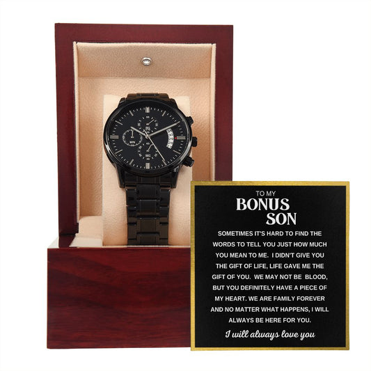 Gift For Bonus Son | Gift Of You Black Chronograph Watch