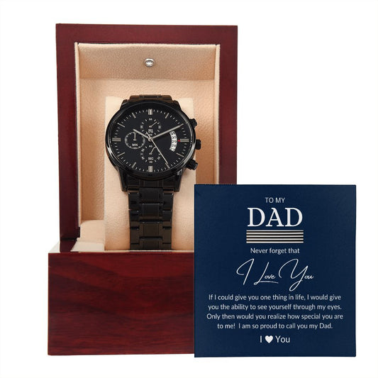 Gift For Dad | Proud Black Chronograph Watch
