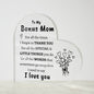 Gift For Bonus Mom | I Love You Heart Acrylic Plaque