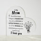 Gift For Mom | I Love You Mom Heart Acrylic Plaque