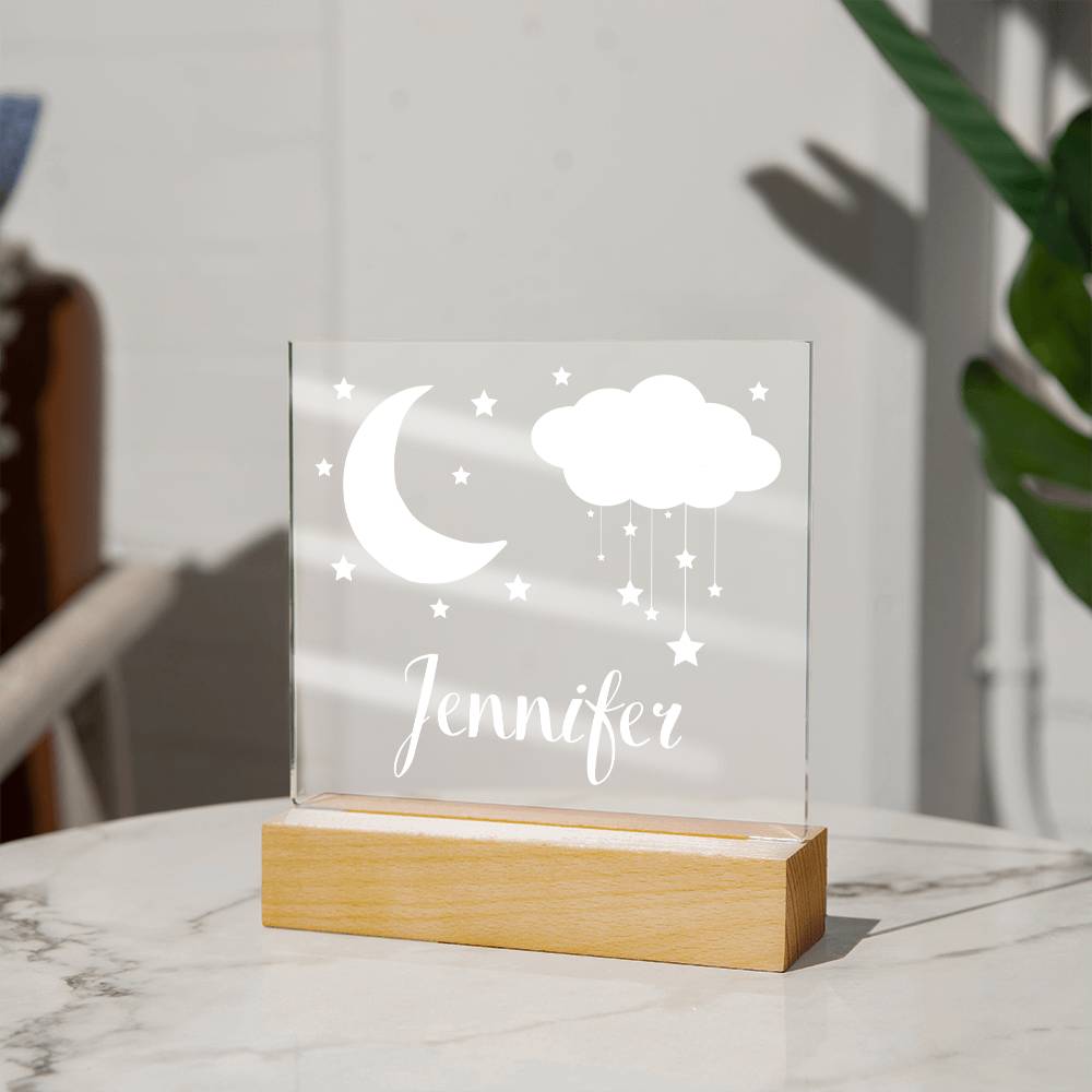 Gift For Kid | Personalized Name Moon and Stars Kids Night Light