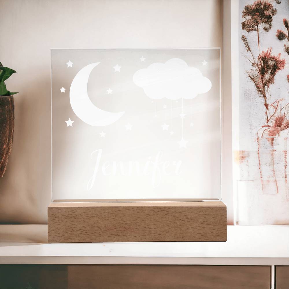 Gift For Kid | Personalized Name Moon and Stars Kids Night Light