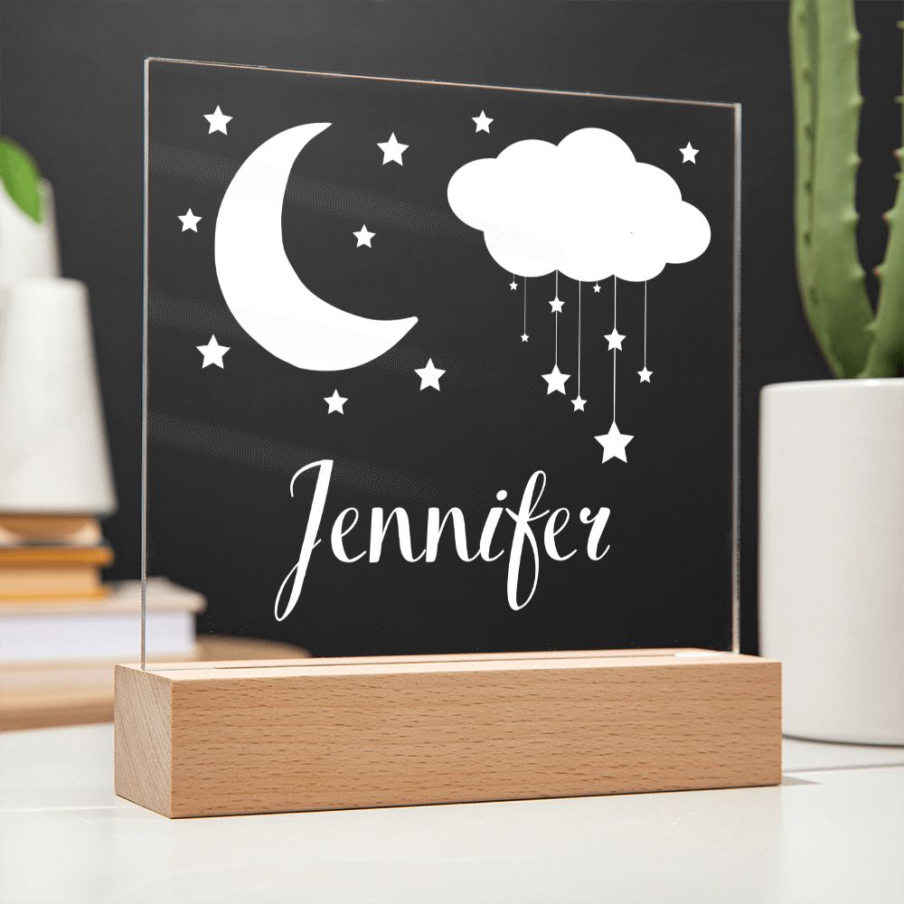 Gift For Kid | Personalized Name Moon and Stars Kids Night Light