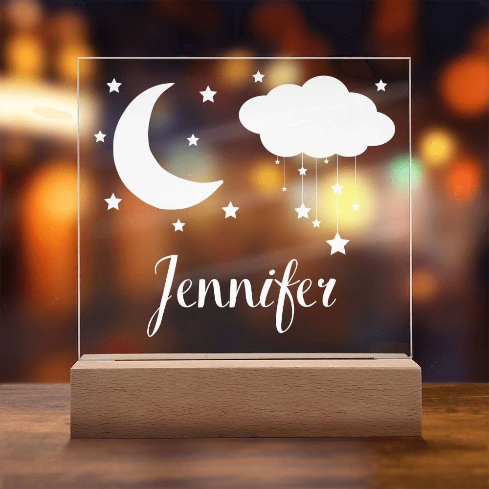 Gift For Kid | Personalized Name Moon and Stars Kids Night Light