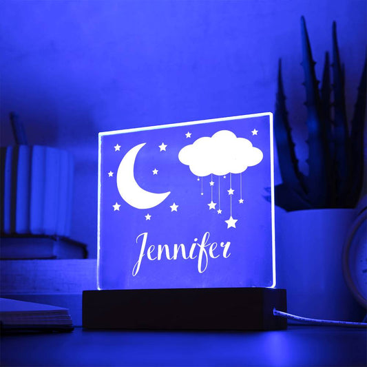Gift For Kid | Personalized Name Moon and Stars Kids Night Light