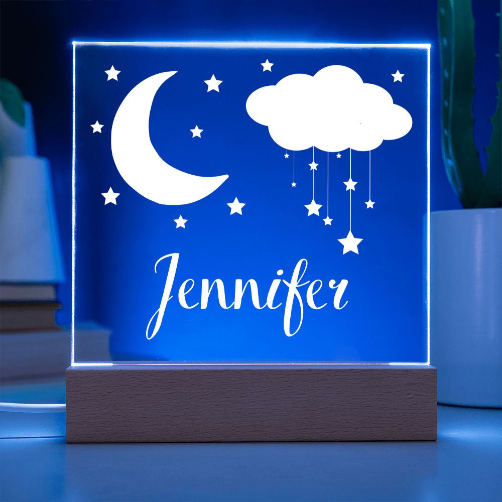 Gift For Kid | Personalized Name Moon and Stars Kids Night Light