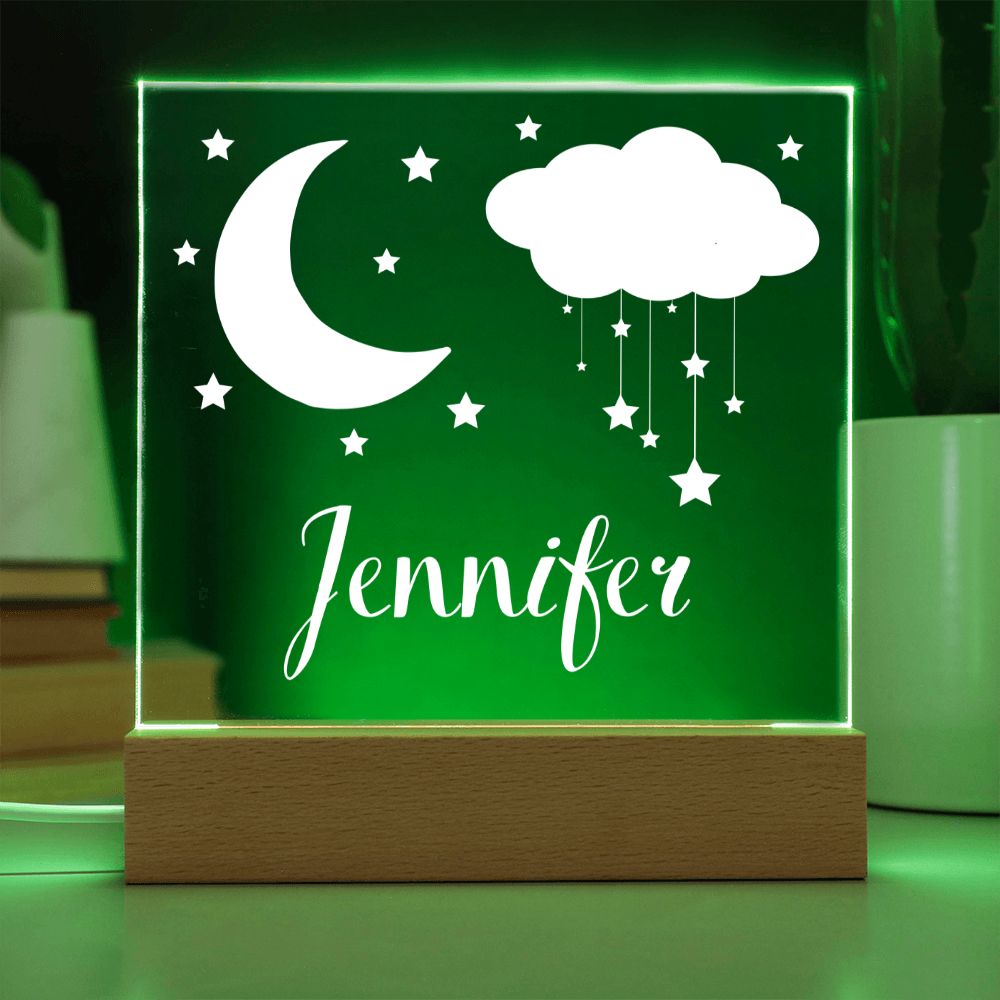 Gift For Kid | Personalized Name Moon and Stars Kids Night Light