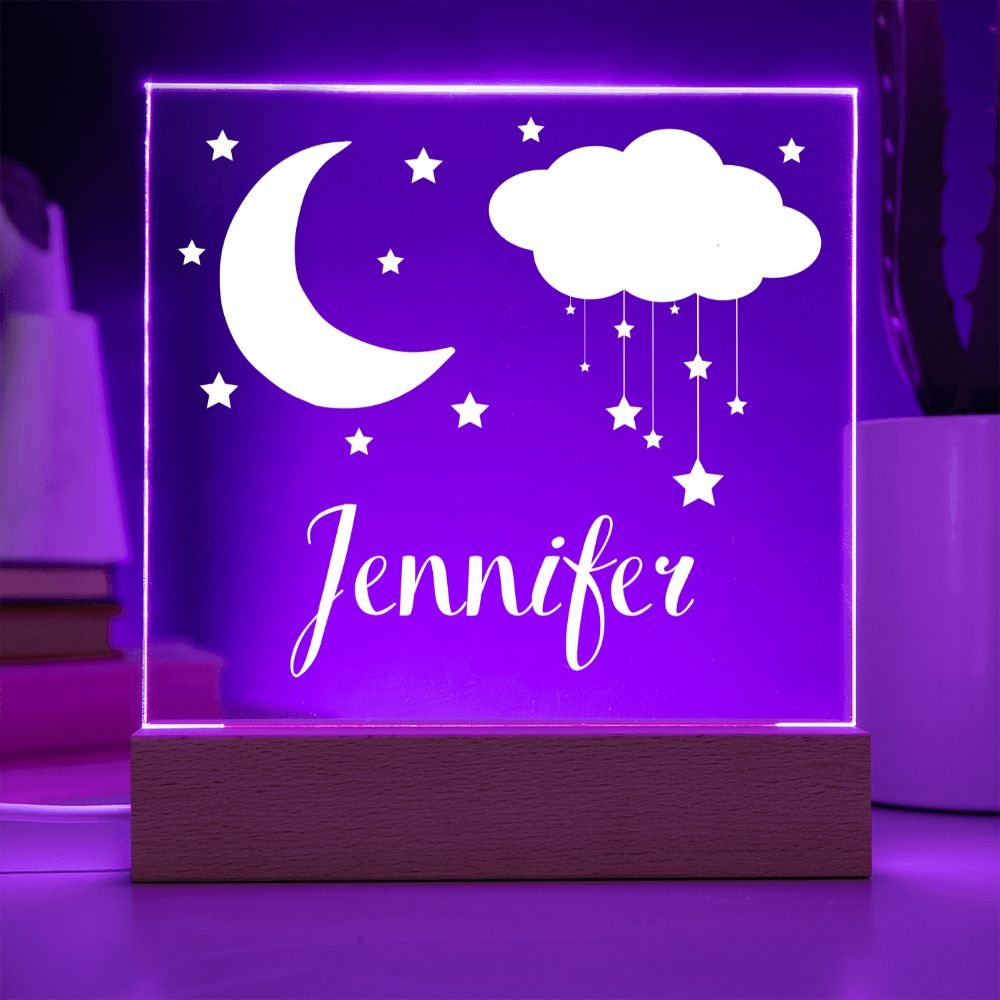 Gift For Kid | Personalized Name Moon and Stars Kids Night Light