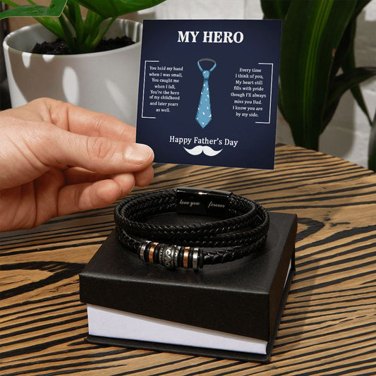 Gift For Dad | Men's "Love You Forever" Bracelet - My Hero Happy Father's Day