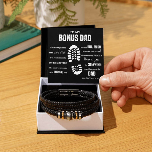 Gift For Bonus Dad | Men's "Love You Forever" Bracelet - Stepping In