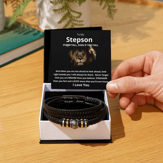 Gift For Step Son | Stand Tall Lion Men's "Love You Forever" Bracelet