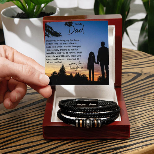 Gift For Dad | Men's "Love You Forever" Bracelet - First Hero From Daughter