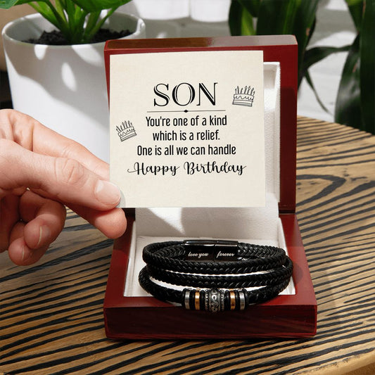 Gift For Son | Men's "Love You Forever" Bracelet - You're One Of A Kind Happy Birthday